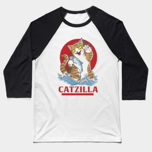 Catzilla love fish Baseball T-Shirt